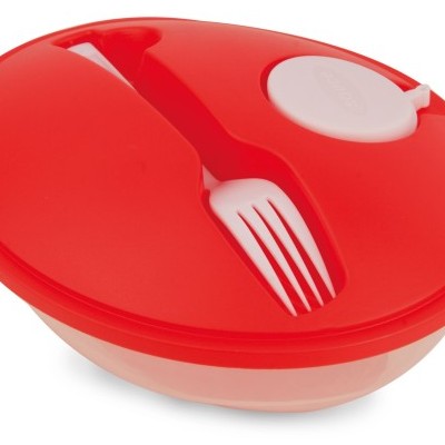Ensaladera con tapa personalizada incluye tenedor y salsera